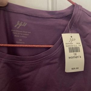 J Jill Fitted Pima Cotton Short Sleeve Tee 1X Grapecrush Purple NWT